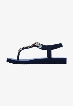 Skechers MEDITATION - Zehentrenner - Navy Mitobuck/ Rhinestone Trim