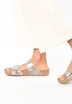 Haflinger ANDREA - Pantolette Flach - Blau Kombi