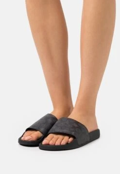Coach UDELE COATED SLIDE - Pantolette Flach - Charcoal/black