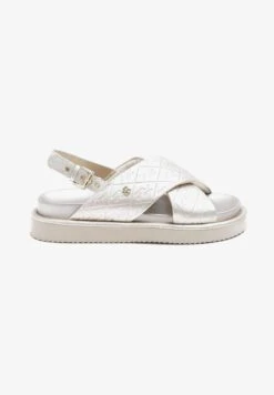 RIVER ISLAND RI MONOGRAM CROSS STRAP - Plateausandalette - Gold